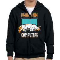 Cats And Computers Halloween Youth Zipper Hoodie | Artistshot