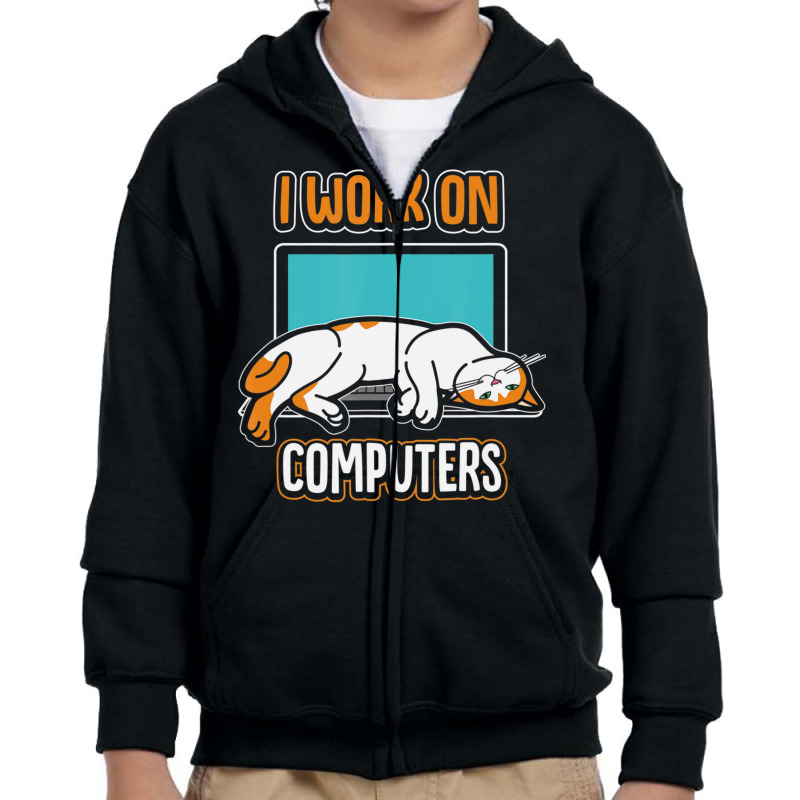 Cats And Computers Halloween Youth Zipper Hoodie | Artistshot