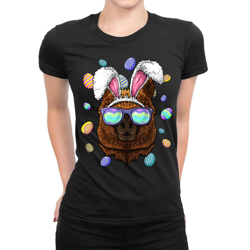 Alpaca Easter Bunny Ears Funny Easter Eggs Hunting Ladies Fitted T-Shirt by Ziz | Artistshot