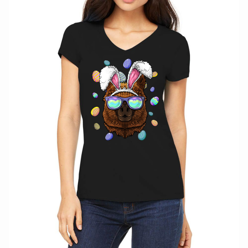 Alpaca Easter Bunny Ears Funny Easter Eggs Hunting Women's V-Neck T-Shirt by Ziz | Artistshot