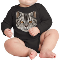 American Shorthair Face Cute American Shorthair Ca Long Sleeve Baby Bodysuit | Artistshot