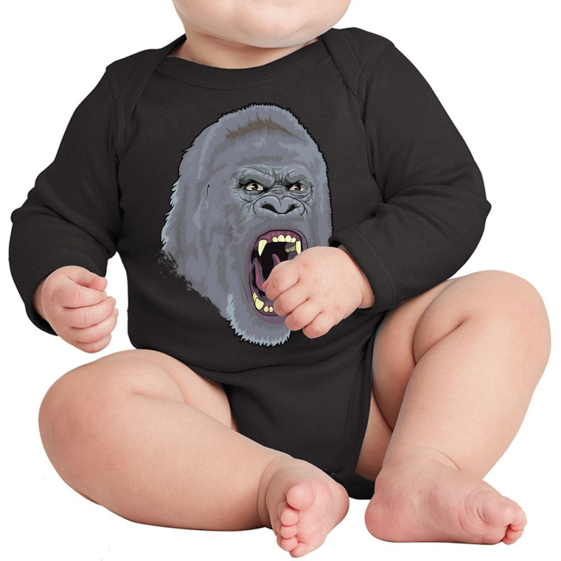 Angry Ape Gorilla Savage Wild Monkey Ape Silverbac Long Sleeve Baby Bodysuit by Ziz | Artistshot