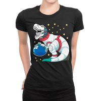 Astronaut Dinosaur T Rex Astro Space Stars Funny K Ladies Fitted T-shirt | Artistshot