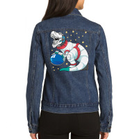 Astronaut Dinosaur T Rex Astro Space Stars Funny K Ladies Denim Jacket | Artistshot