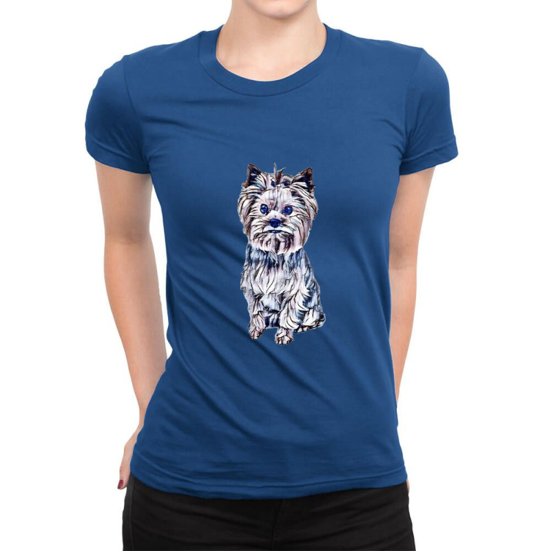 A Beautiful Yorkshire Terrier Ladies Fitted T-Shirt by Kemnabi | Artistshot