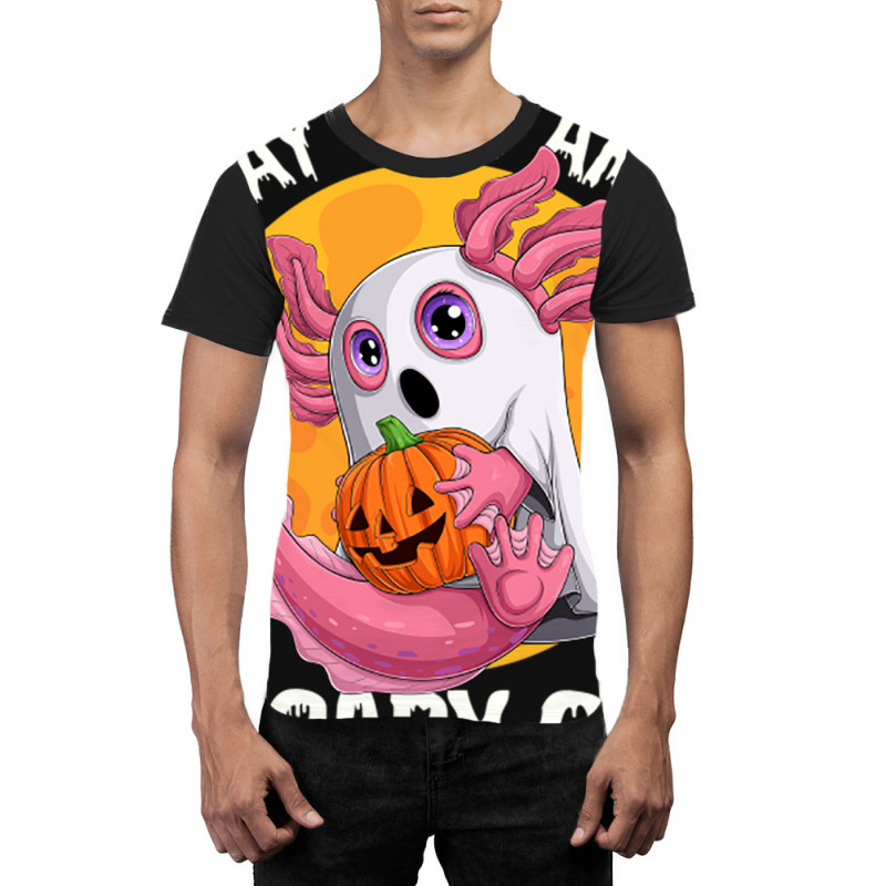 Say Boo And Scary On Axoltol Ghost Halloween Costu Graphic T-shirt | Artistshot