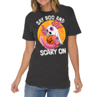 Say Boo And Scary On Axoltol Ghost Halloween Costu Vintage T-shirt | Artistshot