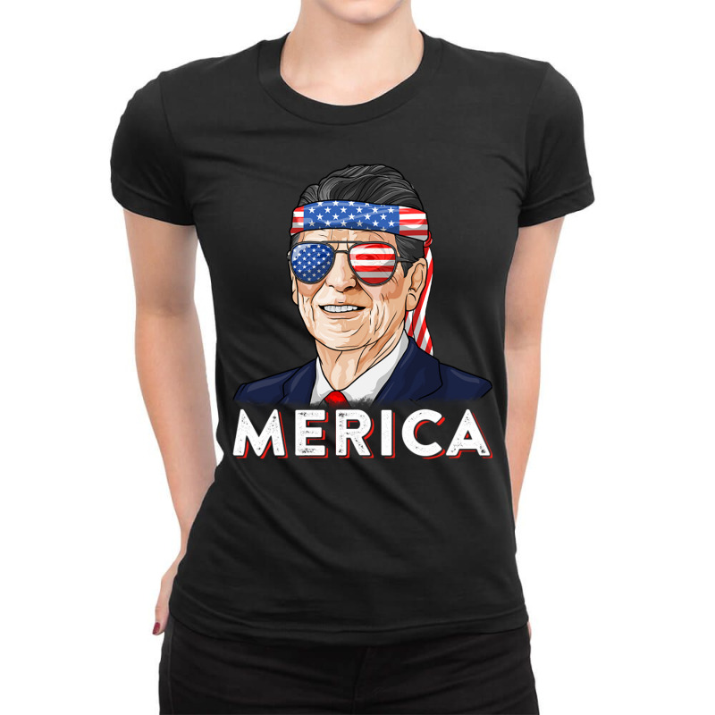 Reagan Ronald Us Merica Usa President Conservative Ladies Fitted T-Shirt by Ziz | Artistshot