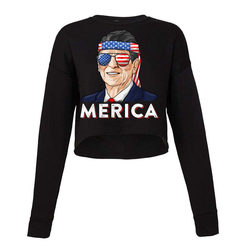 Reagan Ronald Us Merica Usa President Conservative Cropped Sweater by Ziz | Artistshot