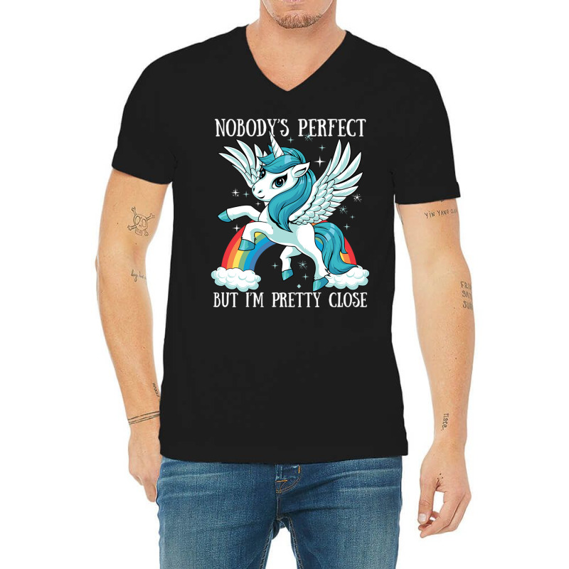 Nobody Is Perfect Magical Unicorn Rainbow Kawaii A V-neck Tee | Artistshot