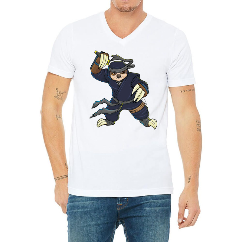 Ninja Sloth Deadliest Lazy Slow Animal Funny Ninja V-neck Tee | Artistshot