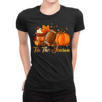 Pumpkin Spice Football Tis The Season Ladies Fitted T-shirt | Artistshot