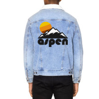 Retro Aspen ))(( Tourist Souvenir Travel Design Unisex Sherpa-lined Denim Jacket | Artistshot