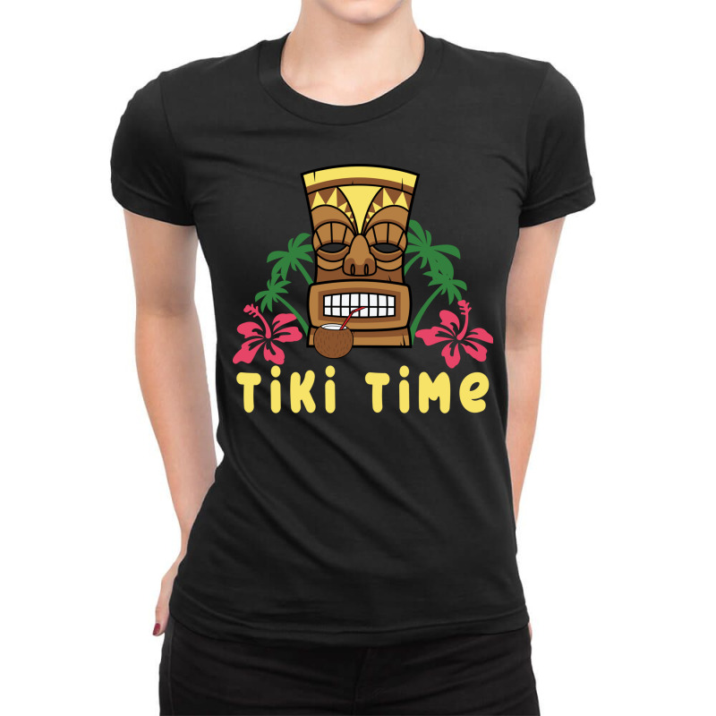 Tiki Party Time Hawaiian Party Ladies Fitted T-Shirt by binly | Artistshot