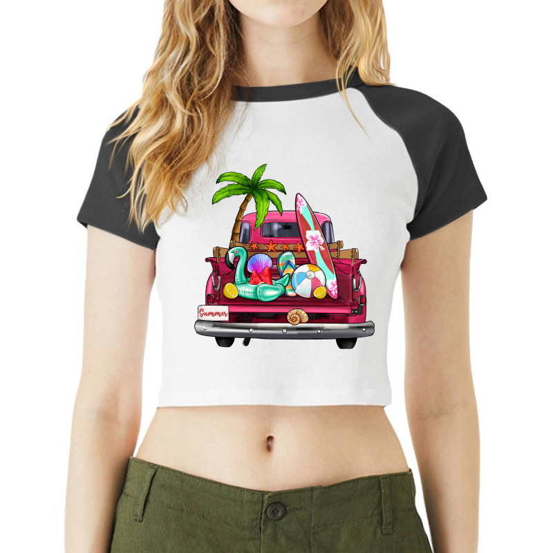 Summer Truck Farm Truck Raglan Crop Top by Zillion Design Studio | Artistshot