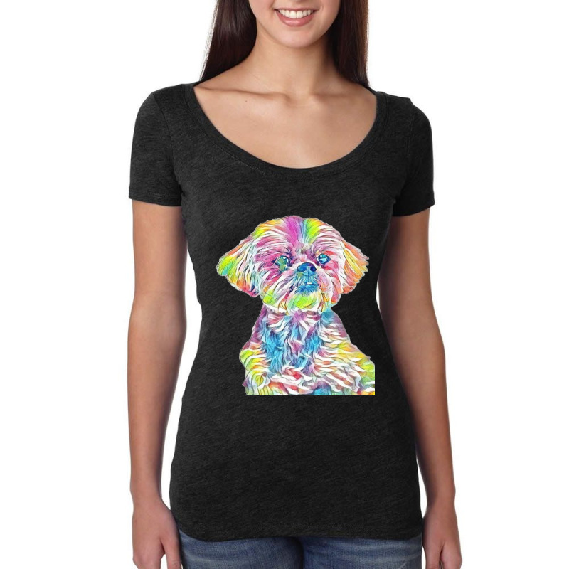 Stunning Headshot Of Maltese Women's Triblend Scoop T-shirt by Kemnabi | Artistshot