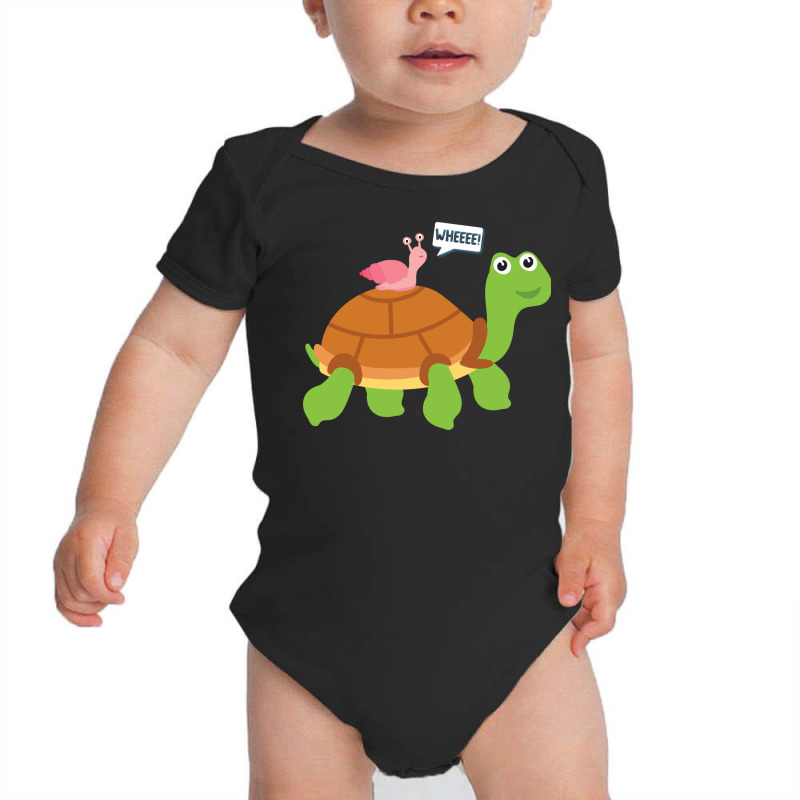 Wheee! Snail Riding On Turtle Adorable Animal Baby Bodysuit by the perfect present | Artistshot