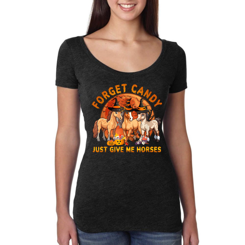 Forget Candy Just Give Me Horses Halloween Women's Triblend Scoop T-shirt by The Pink Palette | Artistshot