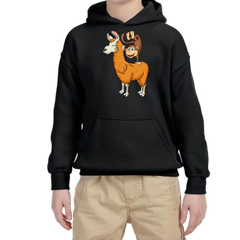 Monkey Riding Llama Animal Friend Handstand Monkey Youth Hoodie by the perfect present | Artistshot