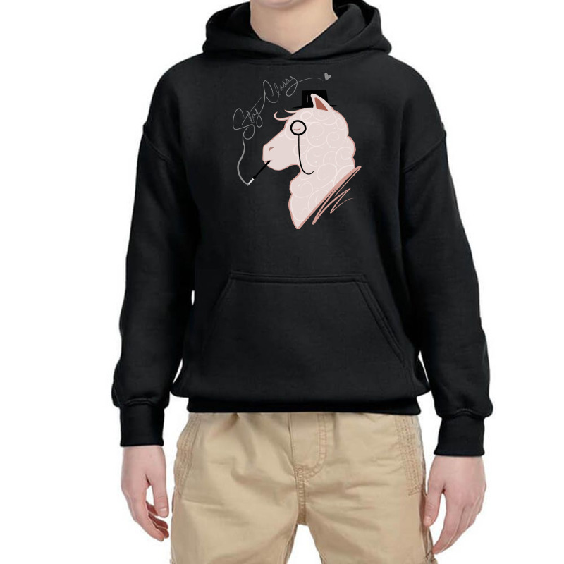 Funny Llama With Class, Tophat   Monocle Cute Lama Youth Hoodie | Artistshot