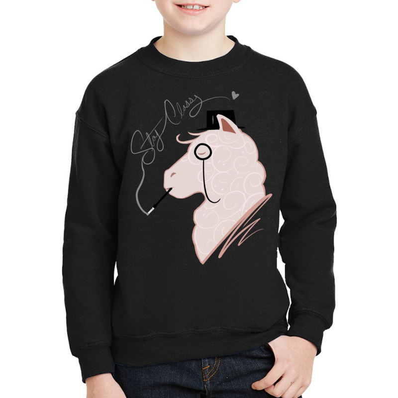 Funny Llama With Class, Tophat   Monocle Cute Lama Youth Sweatshirt | Artistshot