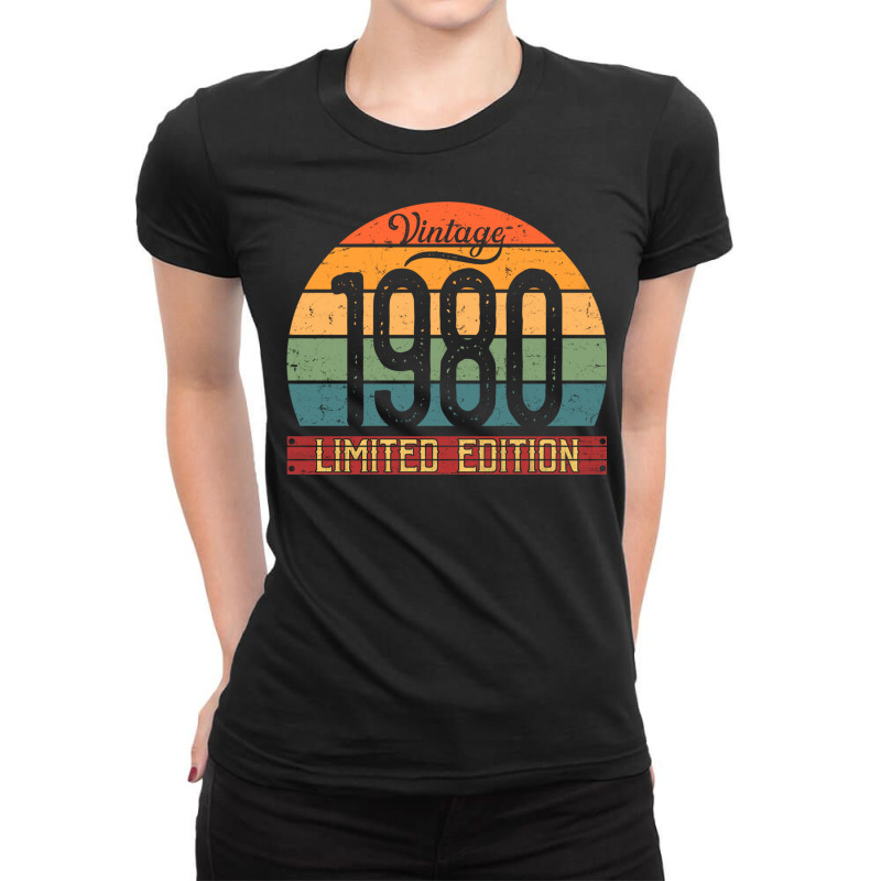 Vintage 1980 Limited Edition Birthday Ladies Fitted T-Shirt by Daneam | Artistshot