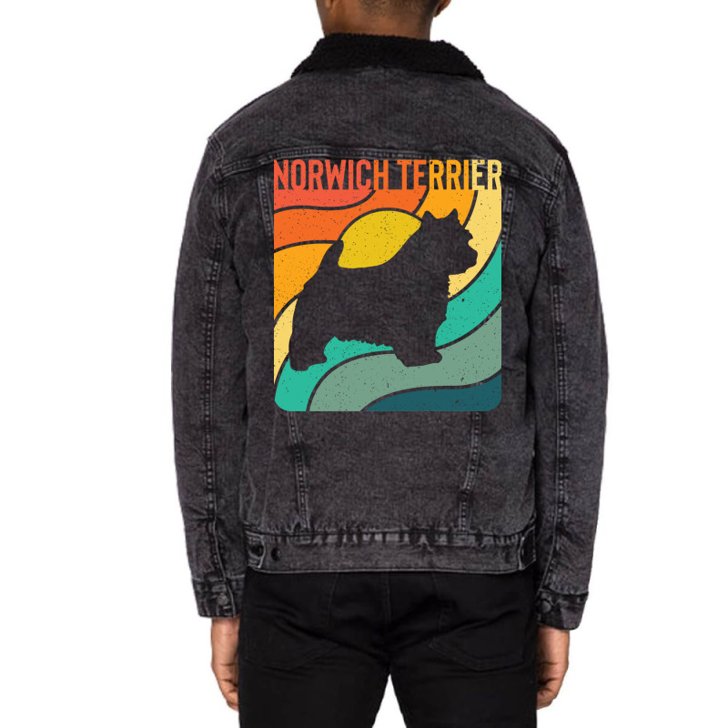 Norwich Terrier Dog Vintage Gift Pet Lover Unisex Sherpa-Lined Denim Jacket by rafaeltto | Artistshot