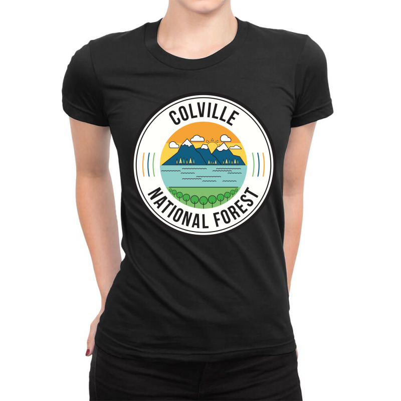 Colville National Forest Retro Sign Ladies Fitted T-Shirt by RozakArt | Artistshot