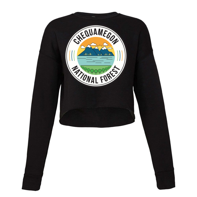 Chequamegon National Forest Retro Sign Cropped Sweater by RozakArt | Artistshot