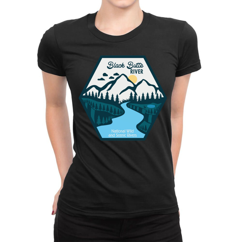 Black Butte River, National Wild And Scenic River Ladies Fitted T-Shirt by RozakArt | Artistshot