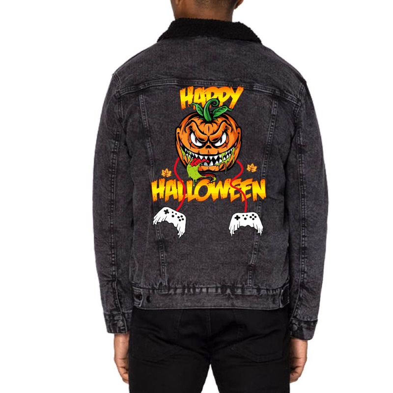 Ghosts Controller Halloween Unisex Sherpa-Lined Denim Jacket by Syakiya | Artistshot