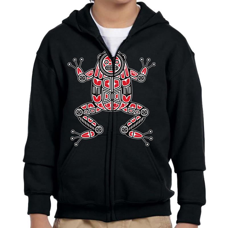 Haida Frog American Indian Native America Indigeno Youth Zipper Hoodie by Ziz | Artistshot