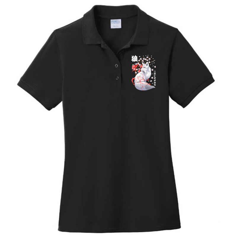 Floral Japanese Wolf Japan Art Otaku Cherry Blosso Ladies Polo Shirt by Ziz | Artistshot