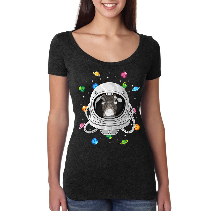 Donkey Astronaut Animal Deep In Space Cosmic Unive Women's Triblend Scoop T-shirt by Ziz | Artistshot