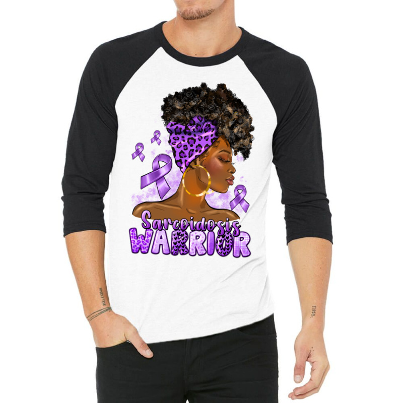 Afro Woman Sarcoidosis Cancer Warrior 3/4 Sleeve Shirt | Artistshot