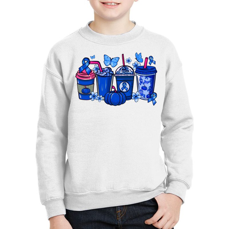 Colon Cancer Coffee Cups Blue Ribbon Youth Sweatshirt | Artistshot