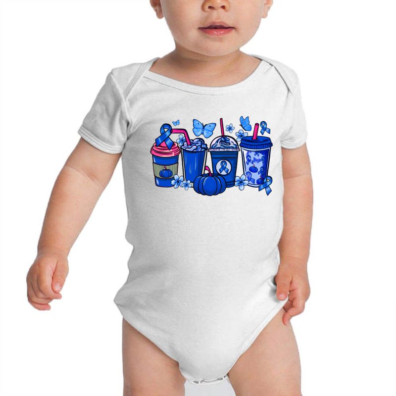 Colon Cancer Coffee Cups Blue Ribbon Baby Bodysuit | Artistshot