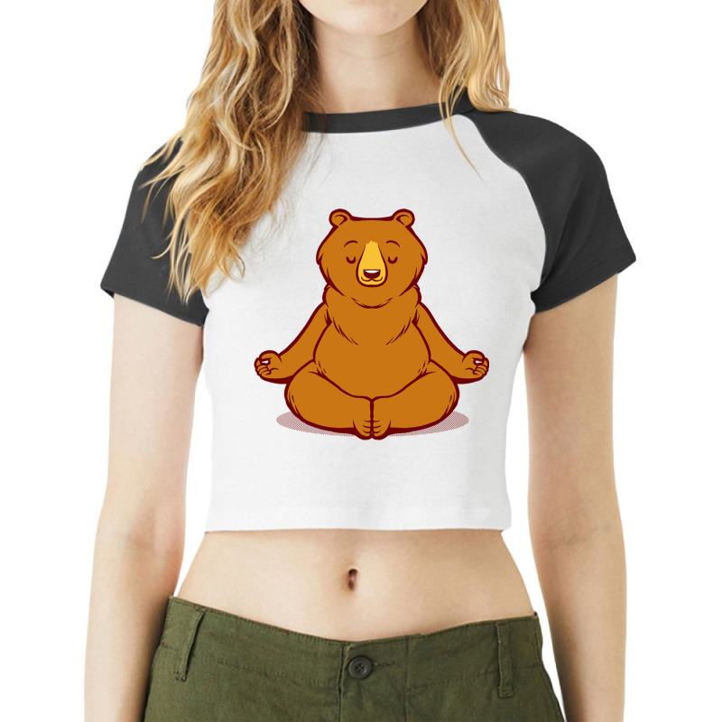 Bear Animals Meditation Zen Buddhism Raglan Crop Top by Jeorge | Artistshot