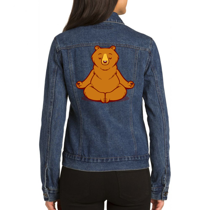 Bear Animals Meditation Zen Buddhism Ladies Denim Jacket by Jeorge | Artistshot