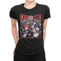 Cats Vs Bears Ninja Fight Fun Battle Ladies Fitted T-shirt | Artistshot