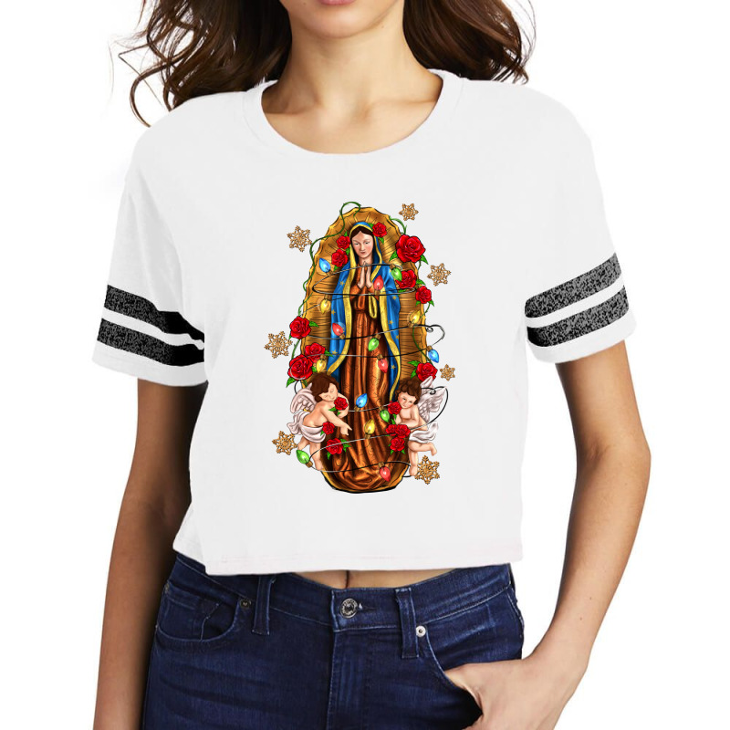 Christmas Our Lady Of Guadalupe With Angels Scorecard Crop Tee by Neo Western | Artistshot