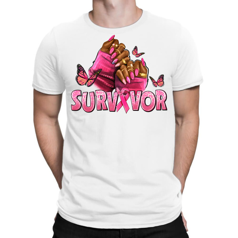 Breast Cancer Survivor Afro Nails T-shirt | Artistshot