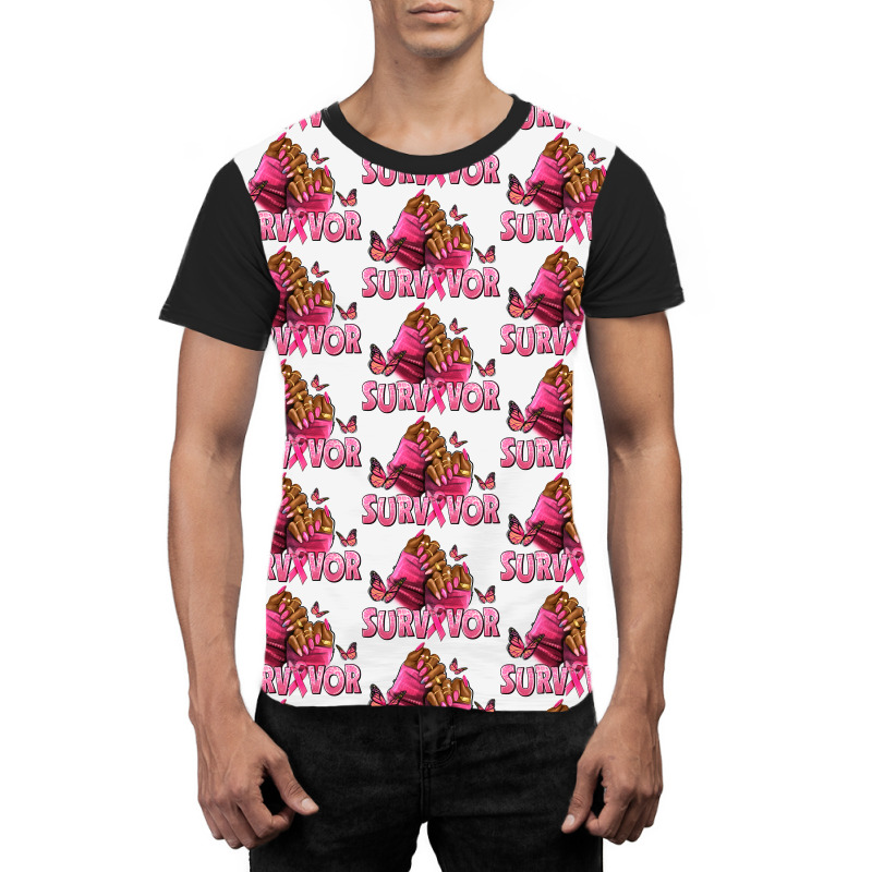 Breast Cancer Survivor Afro Nails Graphic T-shirt | Artistshot