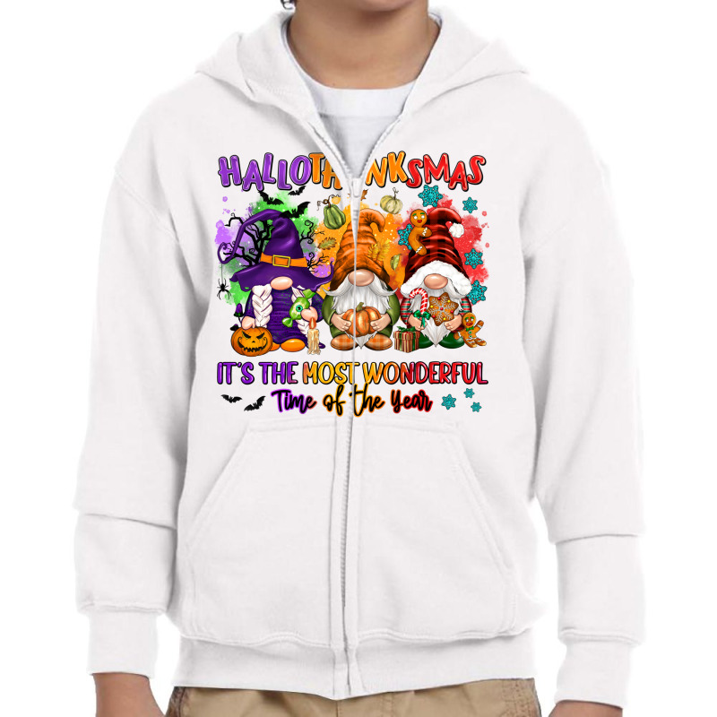 Hallothanksmas It's The Most Wonderful Time Of The Youth Zipper Hoodie by NancyCooperArtShop | Artistshot