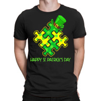 Autism Puzzle Wearing T  Shirt Autism Puzzle Wearing Leprechaun Hat St T-shirt | Artistshot