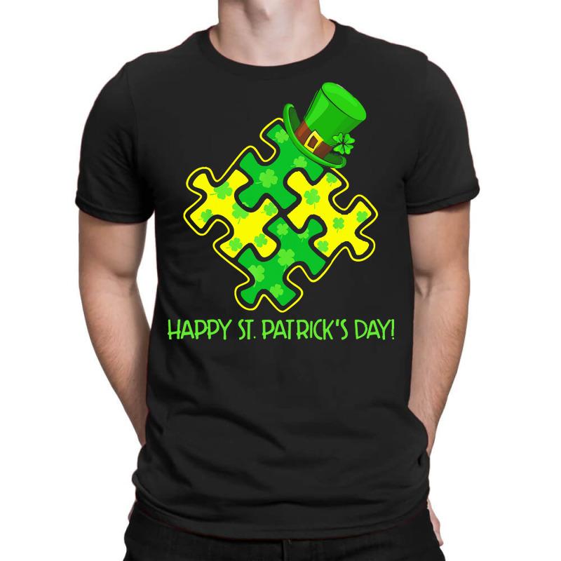 Autism Puzzle Wearing T  Shirt Autism Puzzle Wearing Leprechaun Hat St T-Shirt by joanie38206 | Artistshot