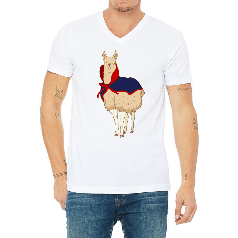 Cute Vampire Llama Halloween Funny Vampire Llama V-Neck Tee by the perfect present | Artistshot