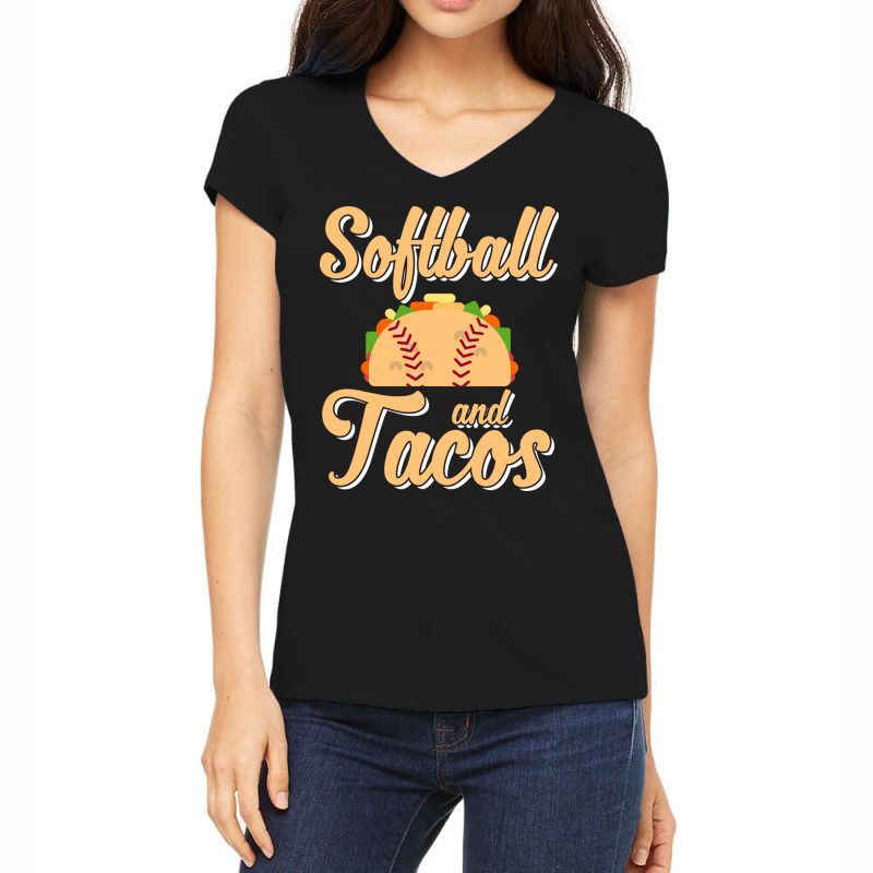 Cute Softball And Tacos Novelty Soft Ball Player Women's V-Neck T-Shirt by the perfect present | Artistshot