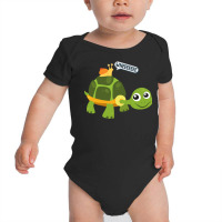 Cute Snail Riding On Turtle Yelling Whee Animals ( Baby Bodysuit | Artistshot