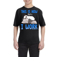 Cute   Funny This Is How I Work Lazy Panda Working Youth Tee | Artistshot